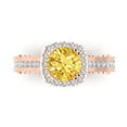 thumbnail image 1 of Clara Pucci 14K Rose Gold Solid Gold Yellow Halo Anniversary Ring for Women - 2.37 cttw Round Cut, 1 of 8