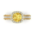 thumbnail image 1 of Clara Pucci 14K Yellow Gold Solid Gold Yellow Halo Anniversary Ring for Women - 2.37 cttw Round Cut, 1 of 8