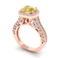 thumbnail image 1 of 2.7ct round cut yellow moissanite 18k rose gold halo Bridal Wedding Engagement Promise Anniversary Ring for Women size 4.25, 1 of 7