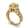 thumbnail image 1 of 2.7ct round cut yellow Zircon 18k yellow gold halo Bridal Wedding Engagement Promise Anniversary Ring for Women size 8.25, 1 of 7