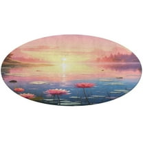 2.7ft Butterfly Ultra-Thin Washable Round Rug - Non Slip Non Shedding Low Pile Carpet for Living Room Coffee Table Kitchen Bedroom