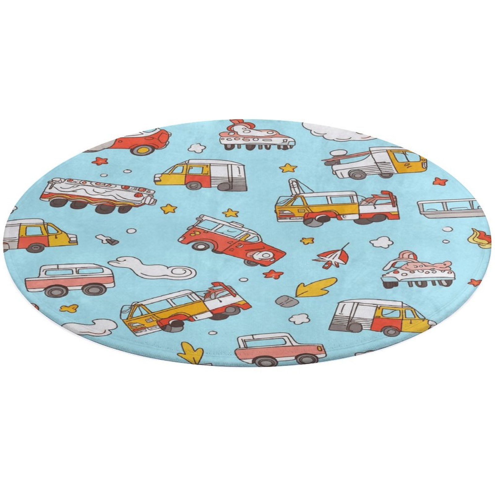 2.7ft Rug for Kids Room Playroom Nursery Bedroom Fire Engine Car Truck ...