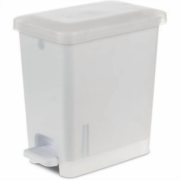 2.7gal Step Trash Can Clear - Small Pedal-Operated Lid, Bathroom Garbage, Indoor Rectangle, Textured Plastic