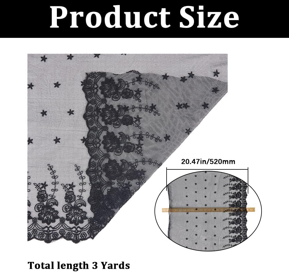 2.7m x 5.2cm Europe Lace Trim Inelastic Embroidery Lace Ribbon Flower ...