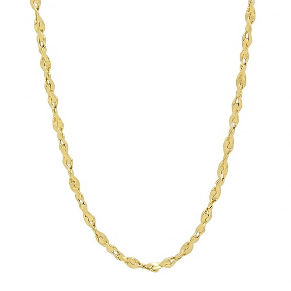 2.7mm 14k Yellow Gold Plated Twisted Singapore Choker Chain Necklace, 18 inches