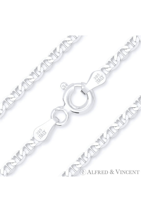 2.7mm Marina / Mariner Link Italian Chain Anklet in Solid .925 Sterling Silver