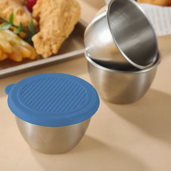 2.7oz Salad Dressing Container,Small Stainless Steel Sauce Cups with Lids,Reusable Condiment Containers,Suitable for Holding Sauces,Salad Dressings, Jams