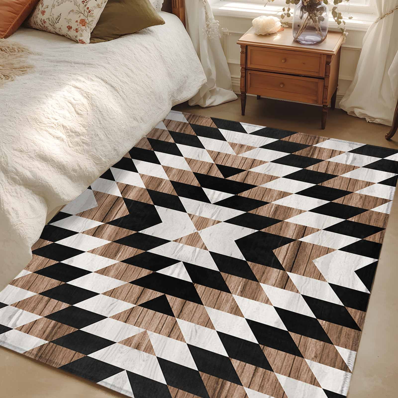 2.7x5 Area Rugs, Abstract Aztec Non-Skid Rubber Backing Large Rectangle ...