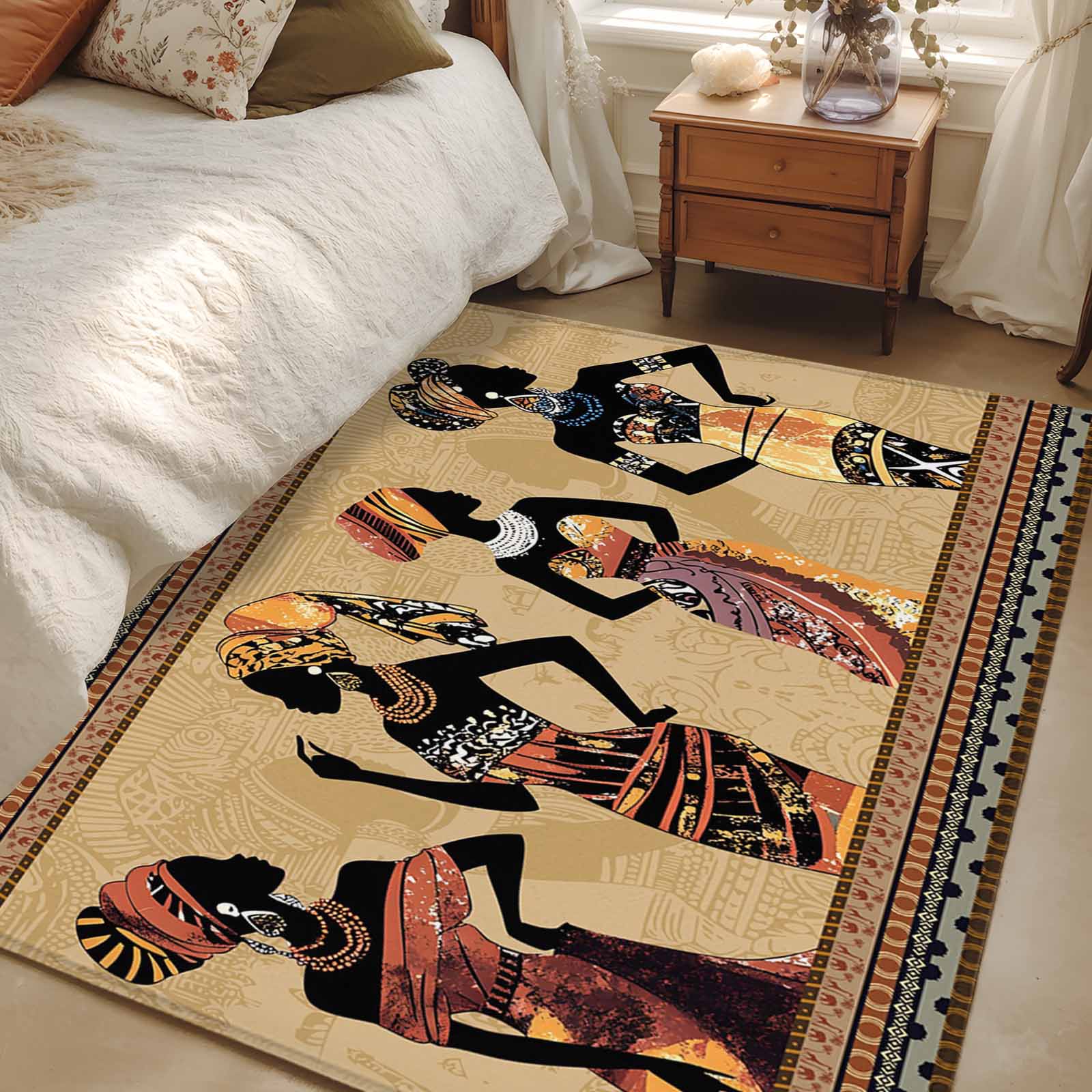 2 7x5 Area Rugs African Black Women Non Skid Rubber Backing Large 2 7x5 Area Rugs African Black Women Non Skid Rubber Backing Large
