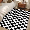 thumbnail image 1 of 2.7x5 Area Rugs, Black White Plaid Non-Skid Rubber Backing Large Rectangle Rugs - Living Room Bedroom Home Office, Farmhouse Modern Minimalist Geometric Indoor Floor Mat Carpets Washable Rug, 1 of 9
