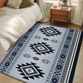 thumbnail image 1 of 2.7x5 Area Rugs, Blue Aztec Non-Skid Rubber Backing Large Rectangle Rugs - Living Room Bedroom Home Office, Boho Southwest Farmhouse Ethnic Motifs Indoor Floor Mat Carpets Washable Rug, 1 of 9