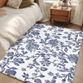 thumbnail image 1 of 2.7x5 Area Rugs, Blue Flower Non-Skid Rubber Backing Large Rectangle Rugs - Living Room Bedroom Home Office, Spring Leaf Vintage Farmhouse Boho Plant Indoor Floor Mat Carpets Washable Rug, 1 of 9