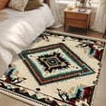 thumbnail image 1 of 2.7x5 Area Rugs, Boho Red Teal Brown Non-Skid Rubber Backing Large Rectangle Rugs - Living Room Bedroom Home Office, Southwestern Vintage Geometric Indoor Floor Mat Carpets Washable Rug, 1 of 9