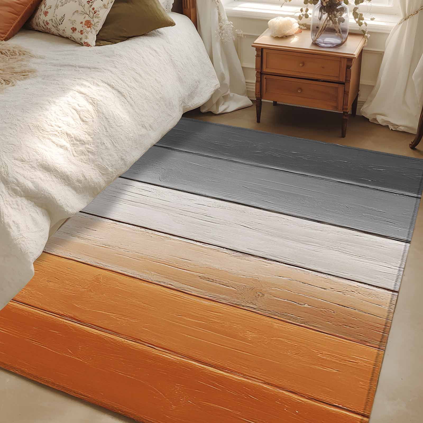 2.7x5 Area Rugs, Burnt Orange Gray Ombre Non-Skid Rubber Backing Large ...