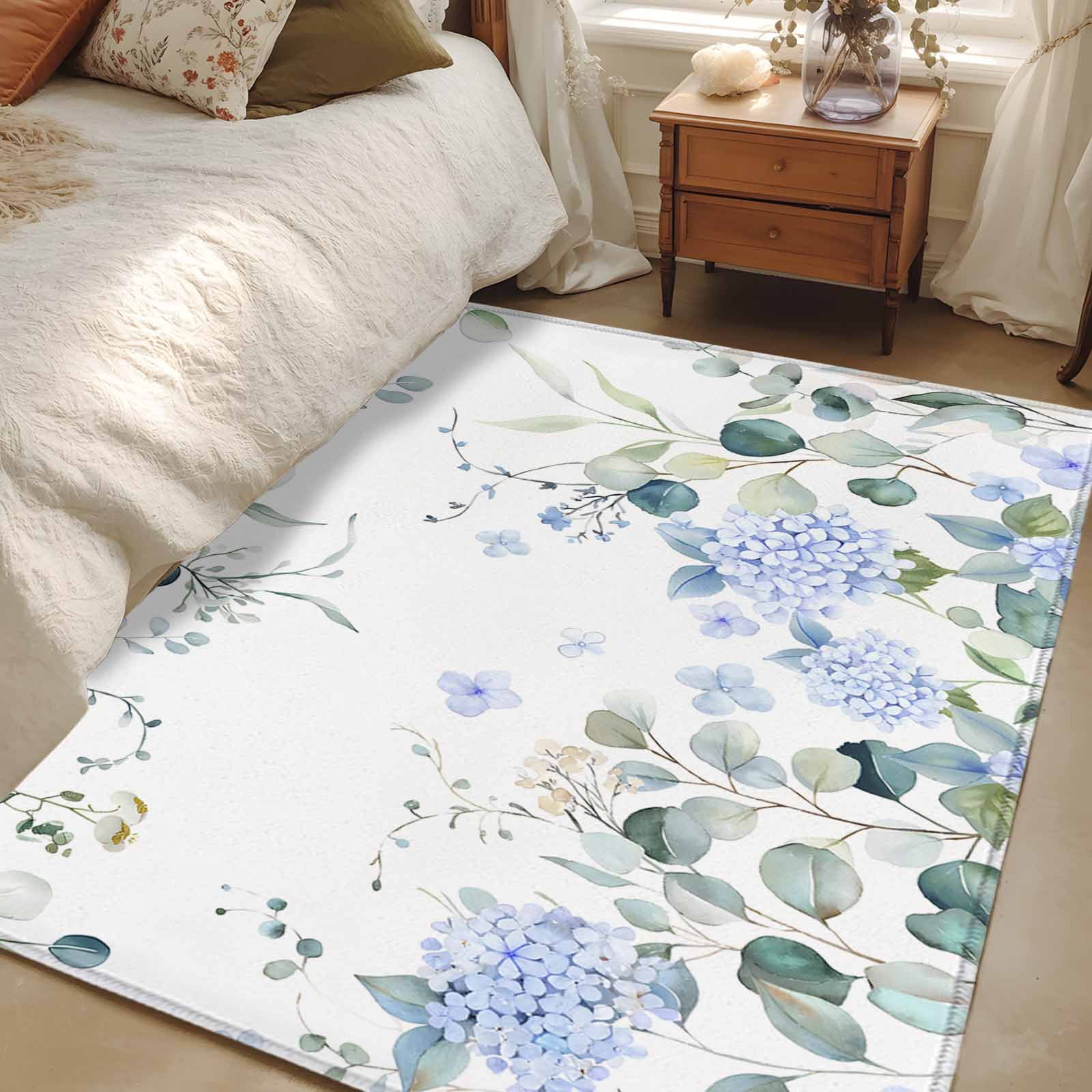 2.7x5 Area Rugs, Eucalyptus Flower Non-Skid Rubber Backing Large ...