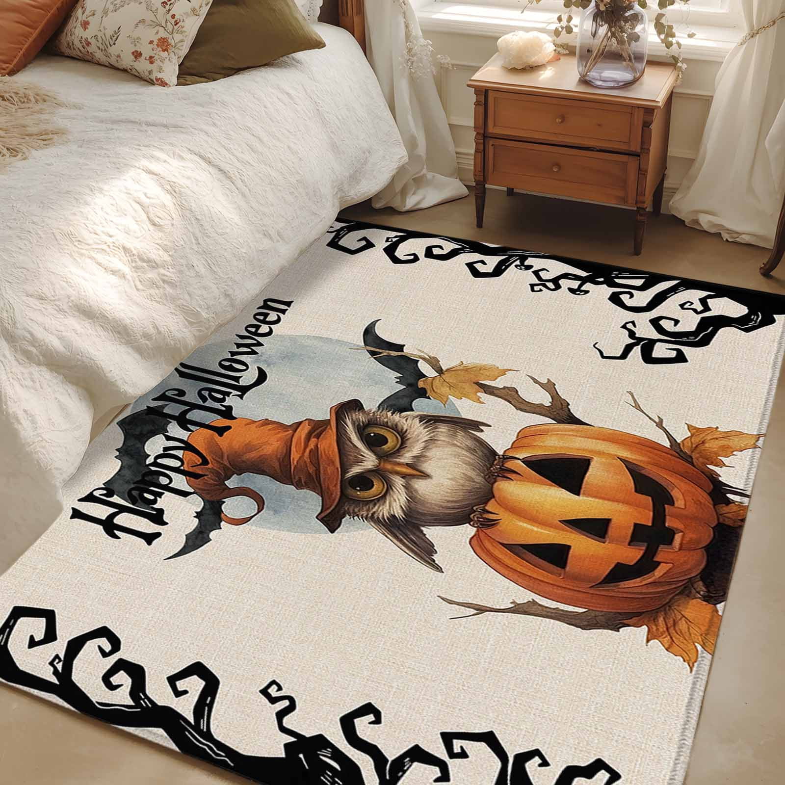 2.7x5 Area Rugs, Happy Halloween Non-Skid Rubber Backing Large ...