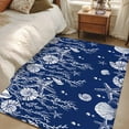 thumbnail image 1 of 2.7x5 Area Rugs, Navy Blue Coastal Non-Skid Rubber Backing Large Rectangle Rugs - Living Room Bedroom Home Office, Starfish Coral Ocean Conch Sea Nautical Indoor Floor Mat Carpets Washable Rug, 1 of 9