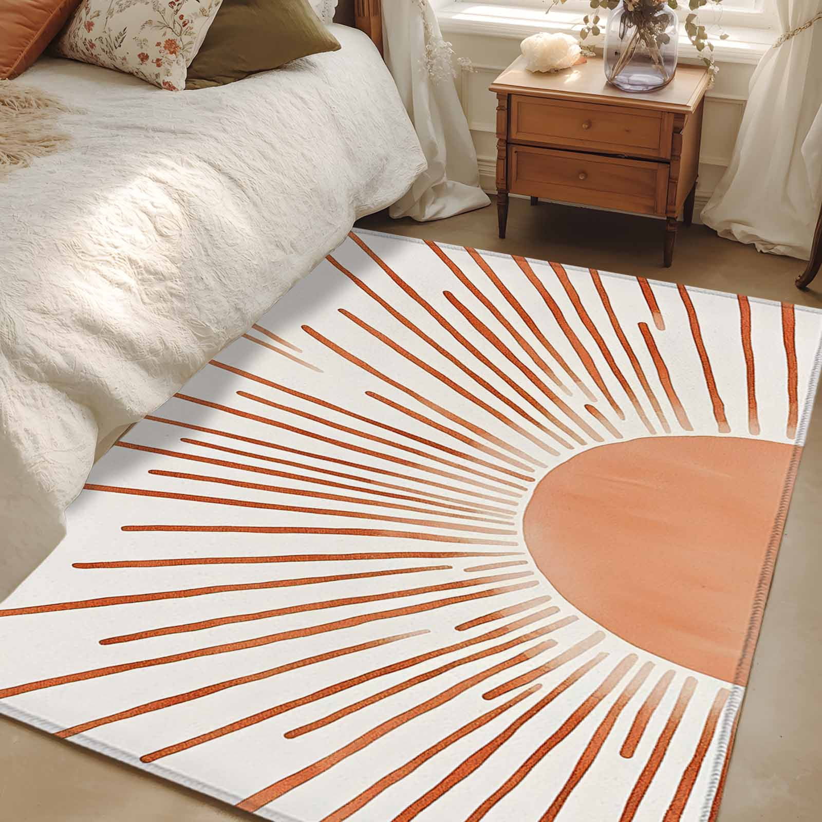 Sunshine Rug 2.7x5 Area Rugs, Orange Sunshine Non-Skid Rubber Backing Large ...