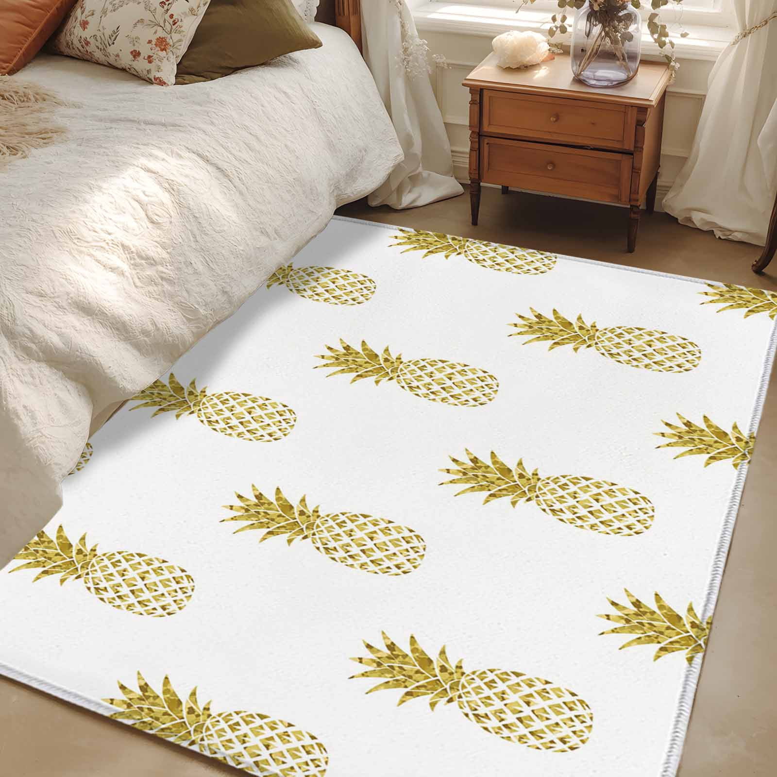 2.7x5 Area Rugs, Pineapple Non-Skid Rubber Backing Large Rectangle Rugs ...