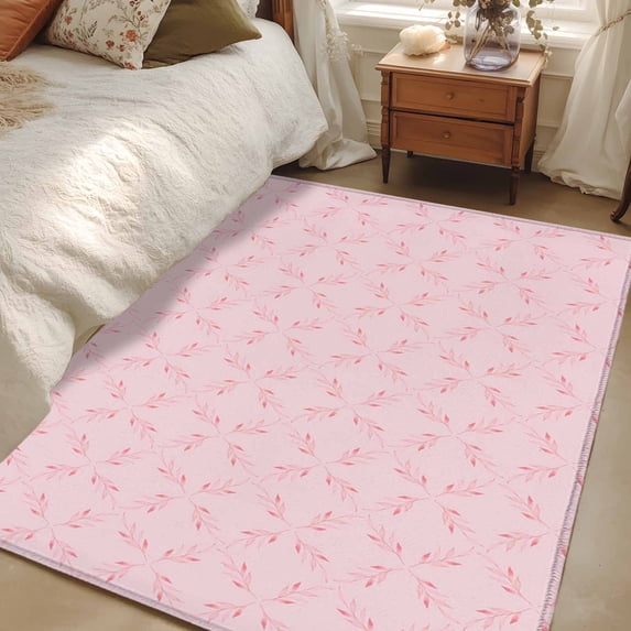 2.7x5 Area Rugs, Pink Morocco Non-Skid Rubber Backing Large Rectangle Rugs - Living Room Bedroom Home Office, Geometric Leaf Diamond Lattice Abstract Indoor Floor Mat Carpets Washable Rug