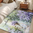 thumbnail image 1 of 2.7x5 Area Rugs, Purple Lavender Non-Skid Rubber Backing Large Rectangle Rugs - Living Room Bedroom Home Office, Green Leaves Spring Bike Botanical Indoor Floor Mat Carpets Washable Rug, 1 of 9