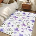 thumbnail image 1 of 2.7x5 Area Rugs, Purple Spring Floral Non-Skid Rubber Backing Large Rectangle Rugs - Living Room Bedroom Home Office, Pastoral Botanical Watercolor Indoor Floor Mat Carpets Washable Rug, 1 of 9