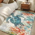 thumbnail image 1 of 2.7x5 Area Rugs, Sea Turtle Coastal Non-Skid Rubber Backing Large Rectangle Rugs - Living Room Bedroom Home Office, Vintage Beach Coral Starfish Nautical Indoor Floor Mat Carpets Washable Rug, 1 of 9