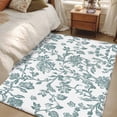 thumbnail image 1 of 2.7x5 Area Rugs, Teal Blue Green Non-Skid Rubber Backing Large Rectangle Rugs - Living Room Bedroom Home Office, Vintage Farmhouse Boho Flower Leaf Indoor Floor Mat Carpets Washable Rug, 1 of 9