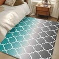 thumbnail image 1 of 2.7x5 Area Rugs, Teal Grey Ombre Morocco Pattern Non-Skid Rubber Backing Large Rectangle Rugs - Living Room Bedroom Home Office, Modern Moroccan Geometric Indoor Floor Mat Carpets Washable Rug, 1 of 9