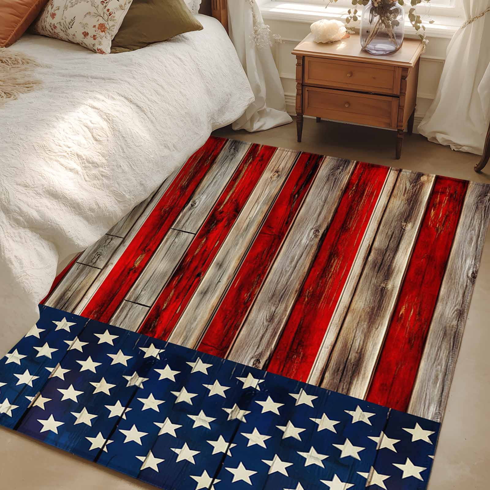 Flag Rugs 2.7x5 Area Rugs, Vintage American Flag Non-Skid Rubber Backing Large ...