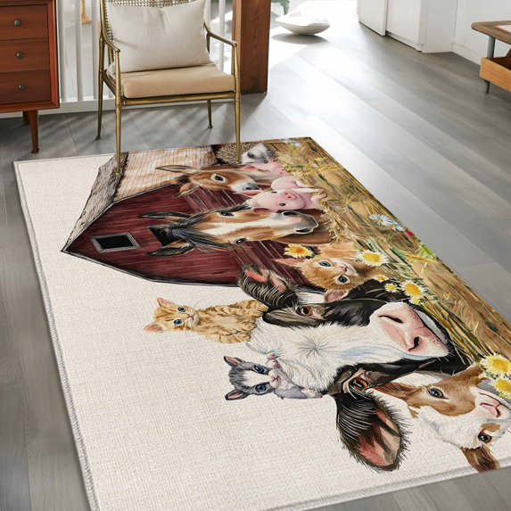 Farm Field Rug 2.7x5 Washable Area Rug, Farm Non-Slip Rectangle Rug for Bedroom ...
