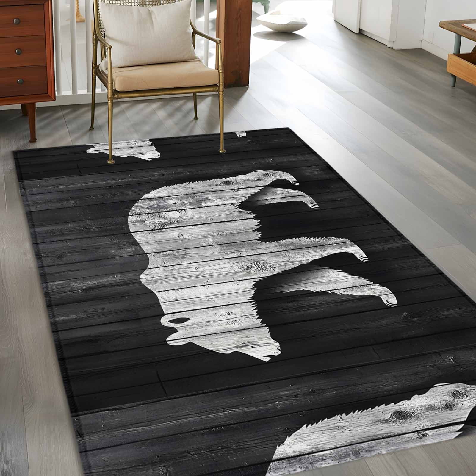 2.7x5 Washable Area Rug, Impressionist Style Non-Slip Rectangle Rug for ...