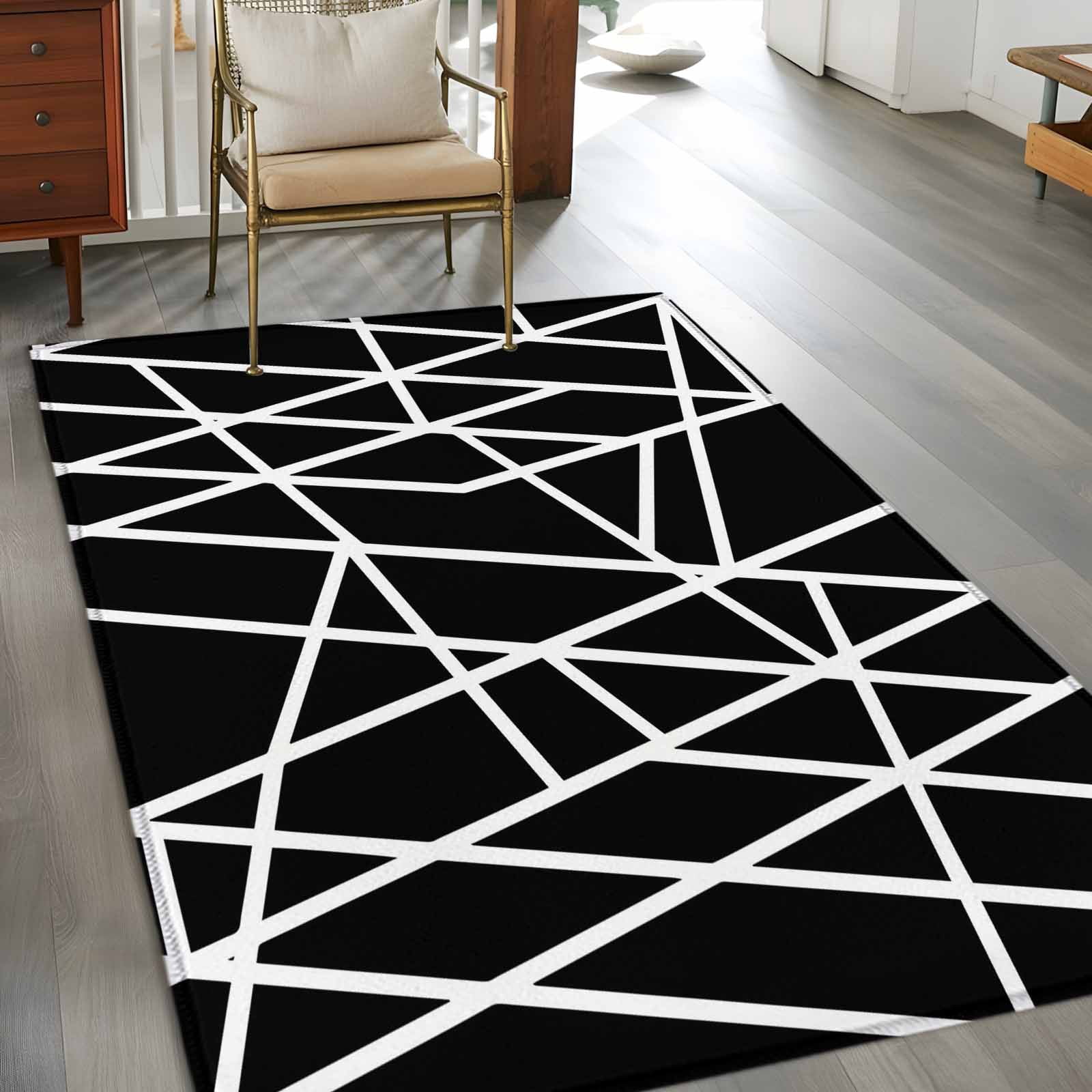 2.7x5 Washable Area Rug, Modern Themed Non-Slip Rectangle Rug for ...