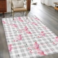 thumbnail image 1 of 2.7x5 Washable Area Rug, Pink Flamingo Non-Slip Rectangle Rug for Bedroom Bedside, Summer Animal Heart Shape Palm Leaf Gray Plaid Indoor Floor Mat for Home Decor, 1 of 9