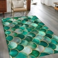 thumbnail image 1 of 2.7x5 Washable Area Rug, Retro Non-Slip Rectangle Rug for Bedroom Bedside, Bohemian Style Green Wavy Lines Ocean Indoor Floor Mat for Home Decor, 1 of 9