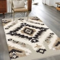 thumbnail image 1 of 2.7x5 Washable Area Rug, Retro Pattern Non-Slip Rectangle Rug for Bedroom Bedside, Ethnic Style Brown Black Weaving Art Indoor Floor Mat for Home Decor, 1 of 9