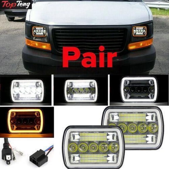 2* 7x6"LED Headlight Hi/Lo Beam DRL For Chevy Express Cargo Van 1500/2500/3500 S