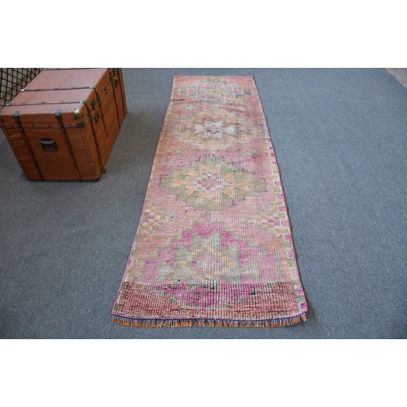 2.7x8.8 ft Accent Rug, Turkish Rug, Orange Oushak Rug, Herki Rug, Rugs For Entry, , Antique Rug, Vintage Rug, Outdoor Nursery Rug
