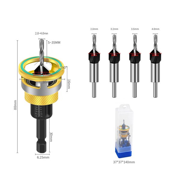 2.8-4.0mm Touch Wood Stop Limit Four Blade Countersunk Drill Bit For Quick Hole Location And Precise Sinking