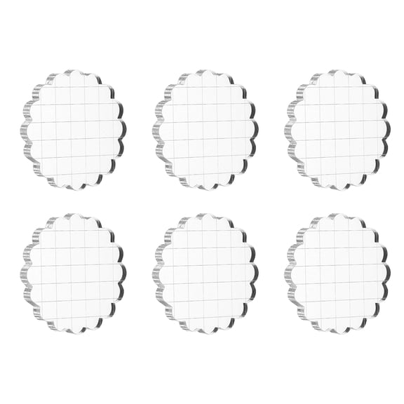 2.8" Acrylic Stamp Block, 6Pcs Clear Stamping Block with Grid Lines Decorative Mounting Blocks Round for Scrapbooking DIY Crafts Card Making