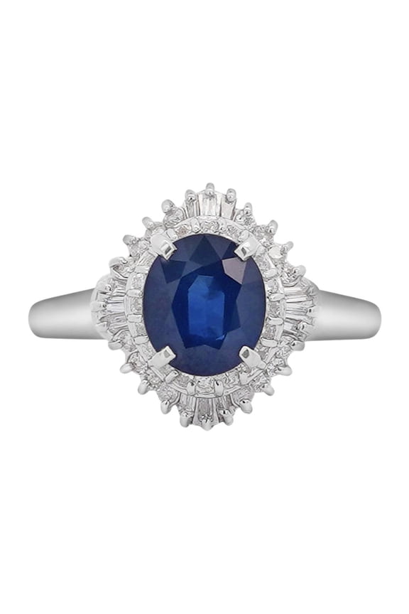 2.8 Carat Oval Blue Sapphire and Diamond Ballerina Halo Ring