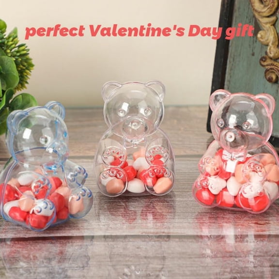 2.8 In Gummys Bears Container for Valentine'S Day, Clear Gummy Bear Container Set, Reusable Bears Shaped Candy Holder, Clear Plastic Candy Boxes for Party Favors Blue （1Pc）