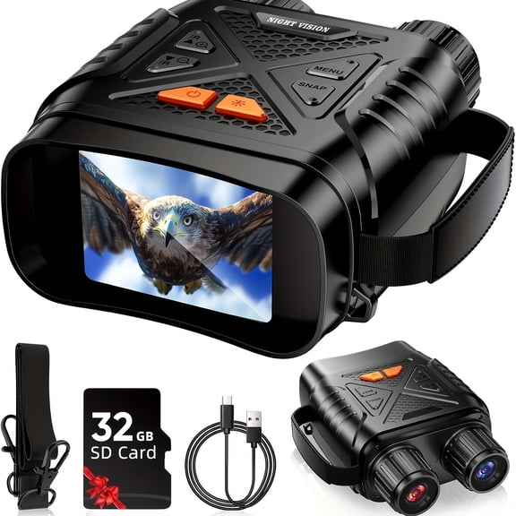 2.8" HD Screen Adult Night Vision Binoculars, 5W 7-Level IR Light 10X Digital Zoom, 64GB Large Memory for Hunting Boating Outdoor Exploration, Ideal Men's Gift