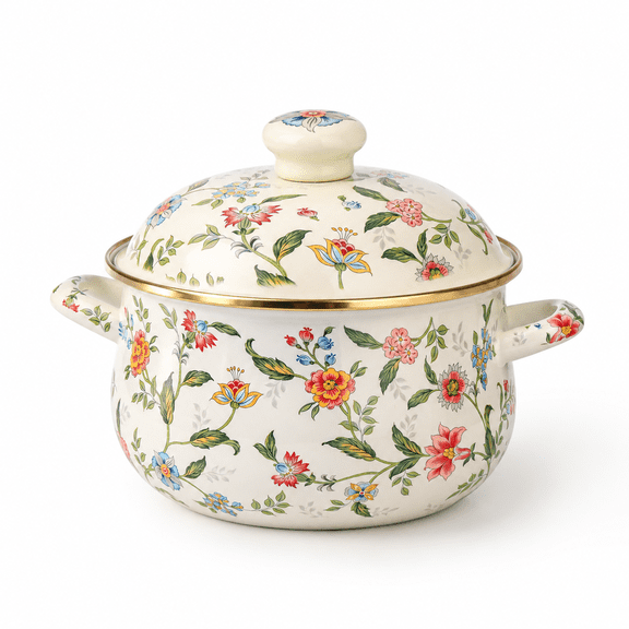 2.8 Quart Green Enameled Cooking Pot with Dual Handles, Fits 1-2 Servings