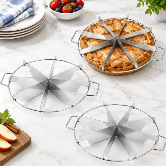2 8 Slice Stainless Steel Round Pie Cake Slicer Marker, 10.6 Inch Diameter