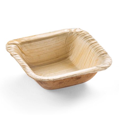 Smarty 1.5 oz. Square Palm Leaf Eco Friendly Mini Disposable Bowls 100ct