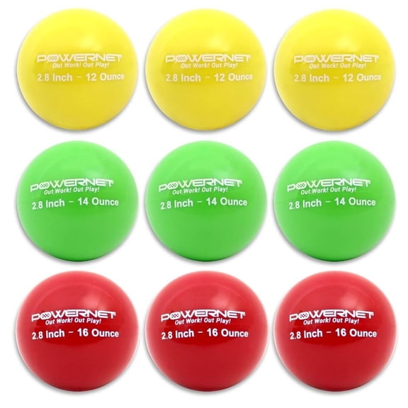 2.8" Weighted Hitting Batting Progressive Training Balls for Baseball (9 Pack)