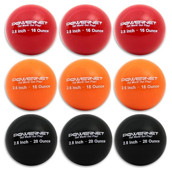 2.8" Weighted Hitting Batting Progressive Training Balls for Baseball (9 Pack)