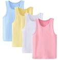 thumbnail image 1 of 2-8 Years Girls' Ribbed Tank Top Set of 4, Comfortable and Stretchy Sleeveless Undershirts in Essential Solid Colors for Kids' Wardrobe, 1 of 5