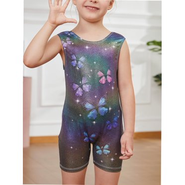 Crowdstage Girls Gymnastics Leotards With Shorts Sparkle Dance Unitards Mermaid Active Biketards 5 12 Years